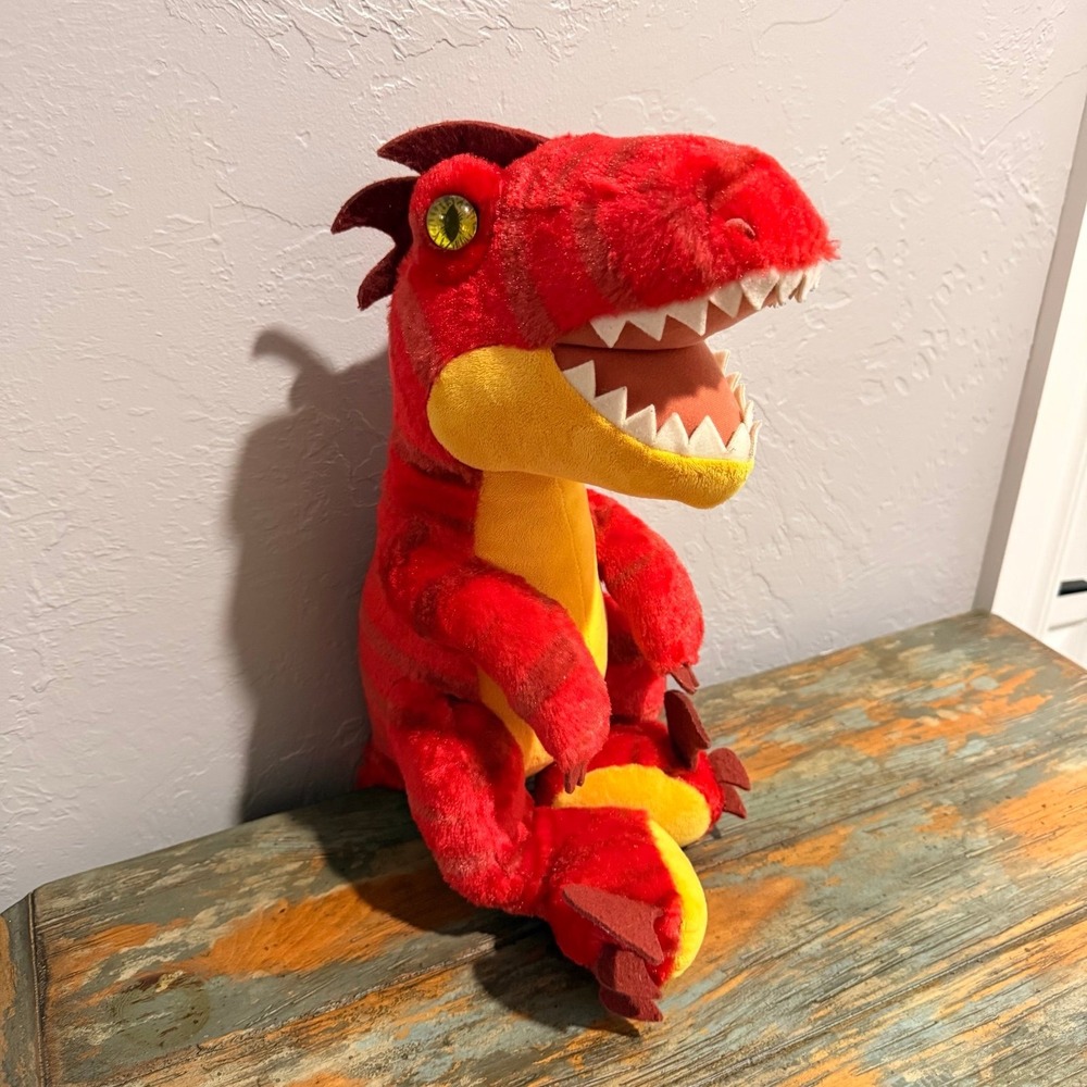 Build A Bear Red Yellow Raptor T-Rex Dinosaur 16"‎ Plush Stuffed Animal